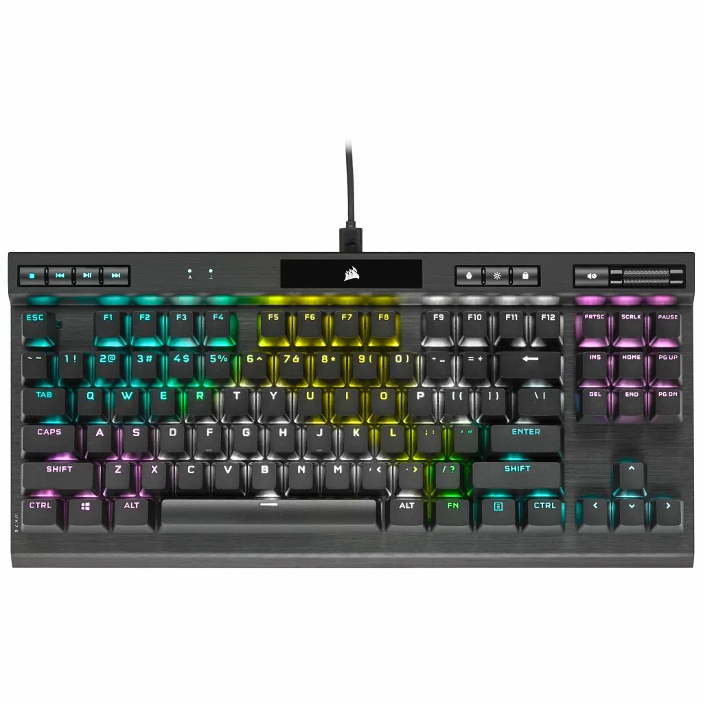 Corsair K70 RGB TKL Optical-Mechanical Gaming Keyboard Backlit RGB LED | CORSAIR OPX Keyswitches | Black